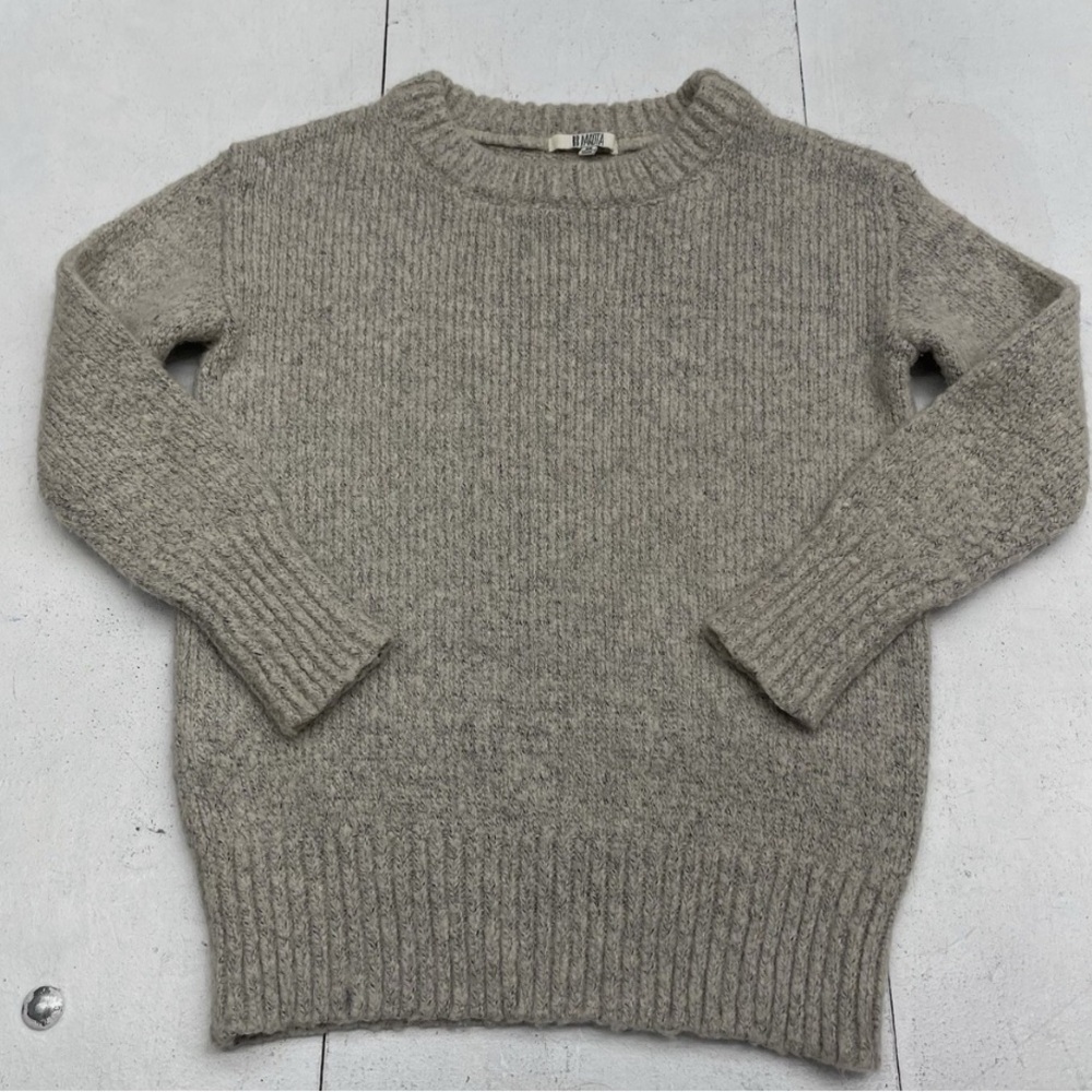 BB Dakota Beige Knit Long Sleeve Crewneck Pullover Sweater